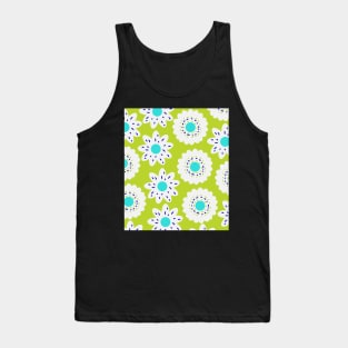 White flowers in mint and lime green Tank Top